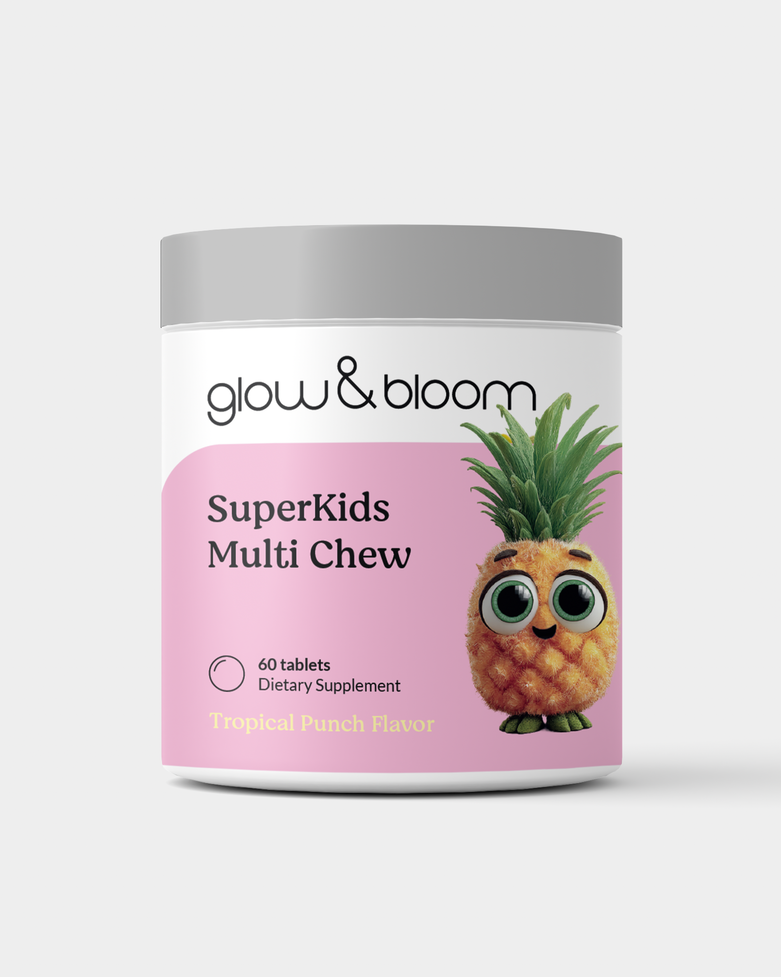 SuperKids Multi-chew- Muitivitamina completa para niños en tabletas masticables con sabor tropical para el crecimiento, digestión y sistema inmunológico