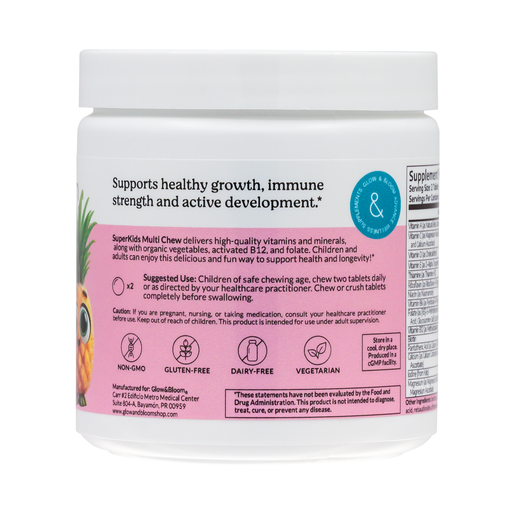 SuperKids Multi-Chew | Multivitamina familiar en tableta masticable con vitaminas y minerales esenciales para el bienestar diario