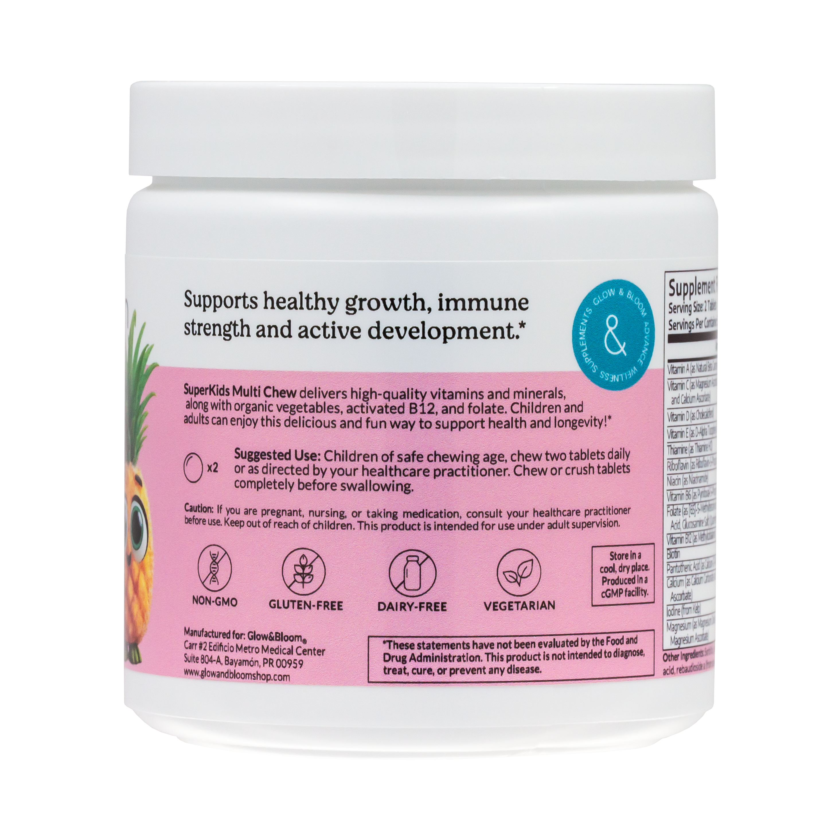 SuperKids Multi-Chew | Multivitamina familiar en tableta masticable con vitaminas y minerales esenciales para el bienestar diario