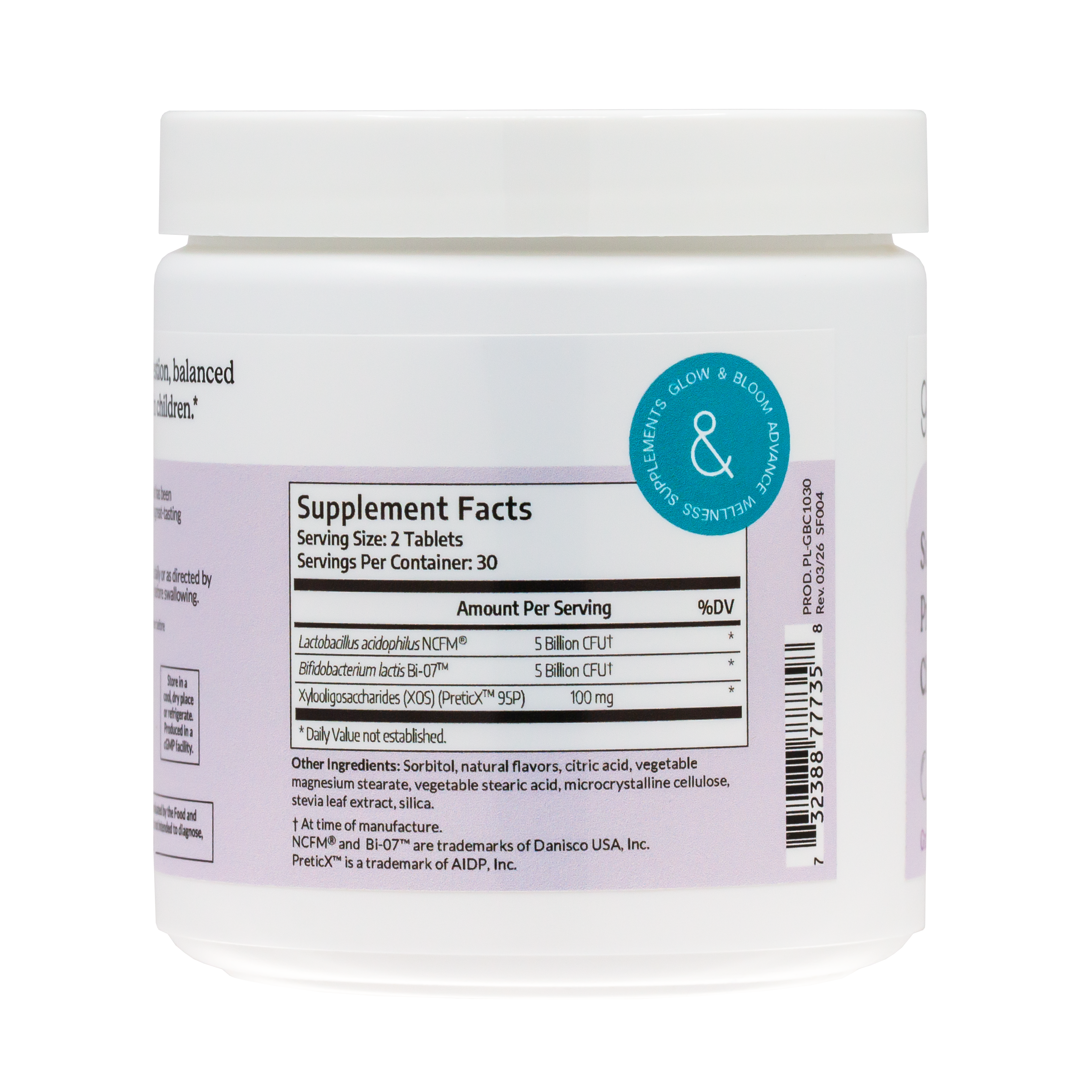 SuperKids Probiotic Chew | Probiótico infantil en tableta masticable con sabor a uva para apoyar la digestión y el bienestar diario