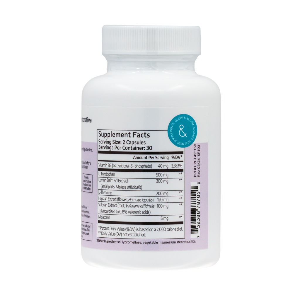 Glow Night | Suplemento natural con melatonina y extractos herbales para tu rutina nocturna